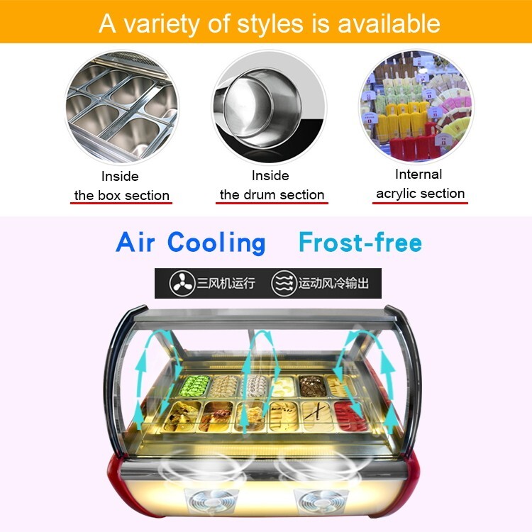 USA Kolice Commercial 12pans Gelato Display Freezer, Ice Cream Showcase Freezer