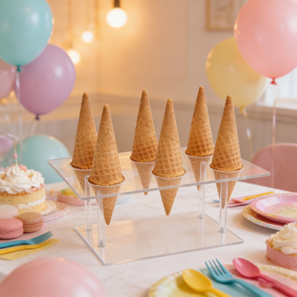 2 Pcs Ice Cream Holder Acrylic Cone Stand Snack Cones Holders for Appetizers
