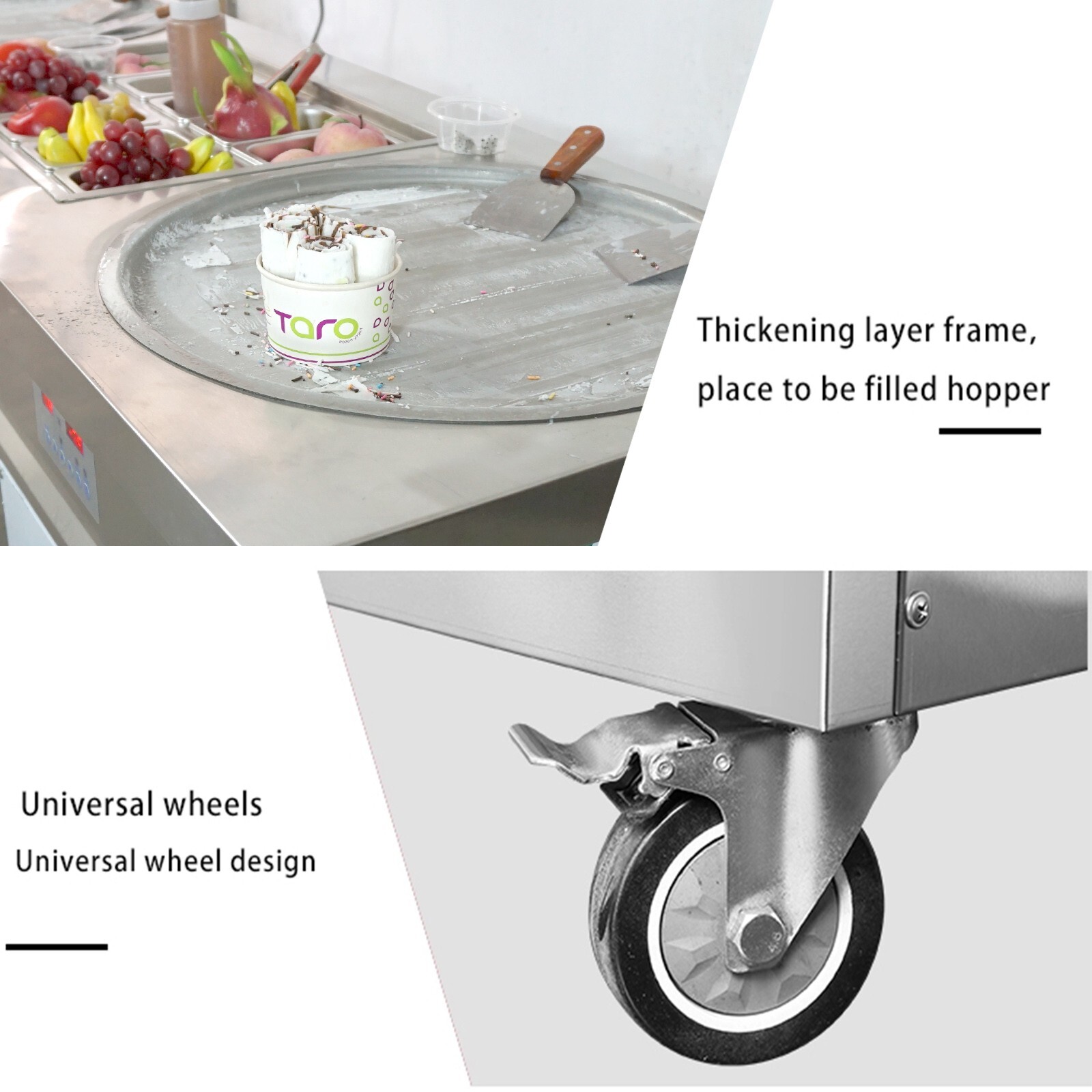 Commercial ETL fried ice cream machine double round pans-10pcs cooling tanks