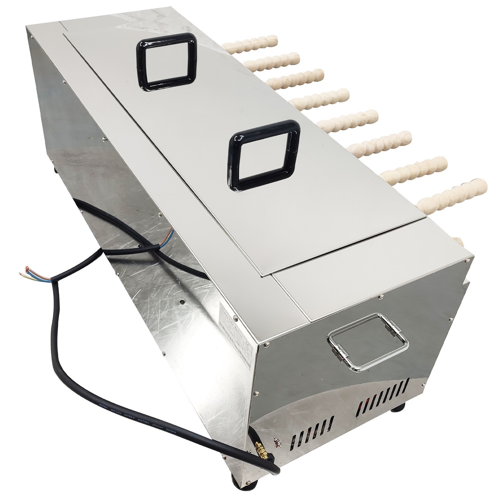220V 6KW Electric Chimney Cake Roll Oven Maker 16Pcs Stainless Steel Ice Cream C