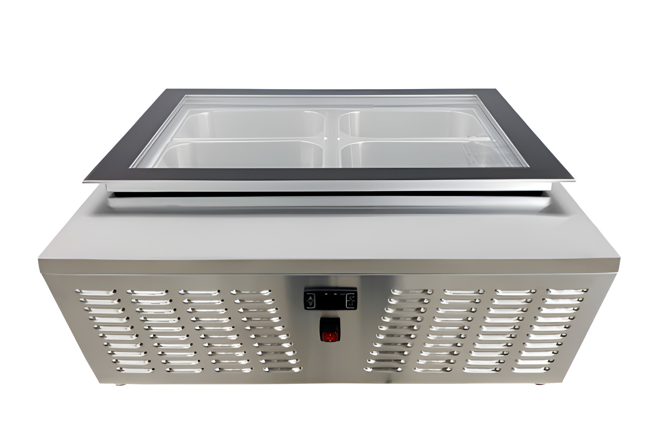 32″ W 4 Pan Countertop Gelato Ice Cream Display Freezer, Stainless Steel