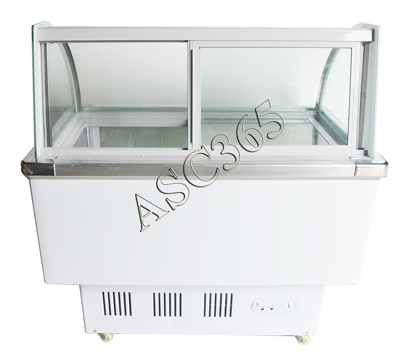 TECHTONGDA 12 Pan Ice Cream Showcase with LED Lights 220V Display Cabinet