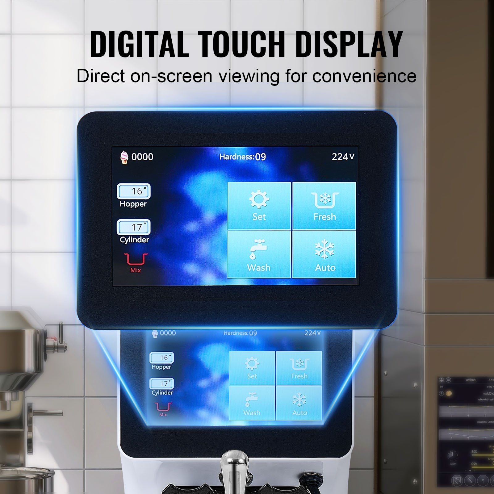 10.6QT/H 1000W Single Flavor Soft Serve Machine, 4L Hopper & Auto Clean