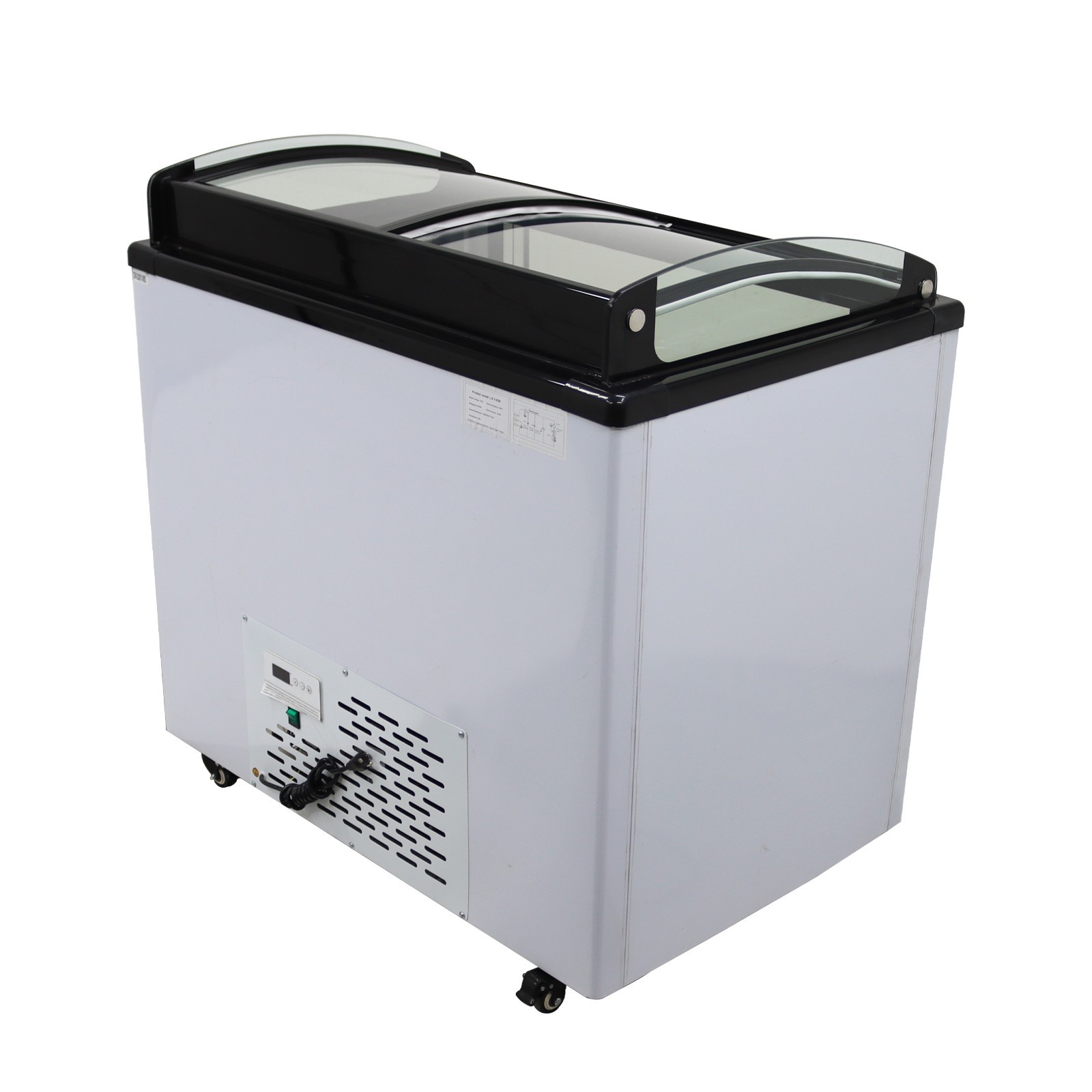 110V 10 Pan Ice Cream Showcase Movable Display Cabinet LED Lighting 330W