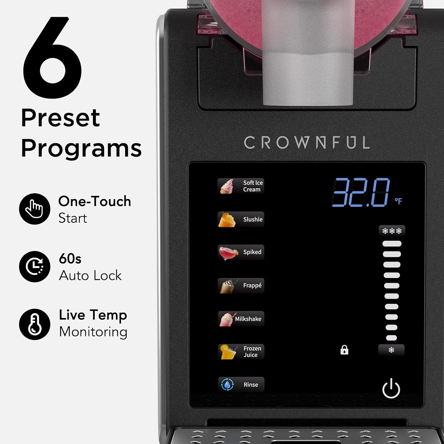 CROWNFUL Slushie Machine for Home, 101Oz (64Oz Liquid Fill) Frozen Drink Maker,