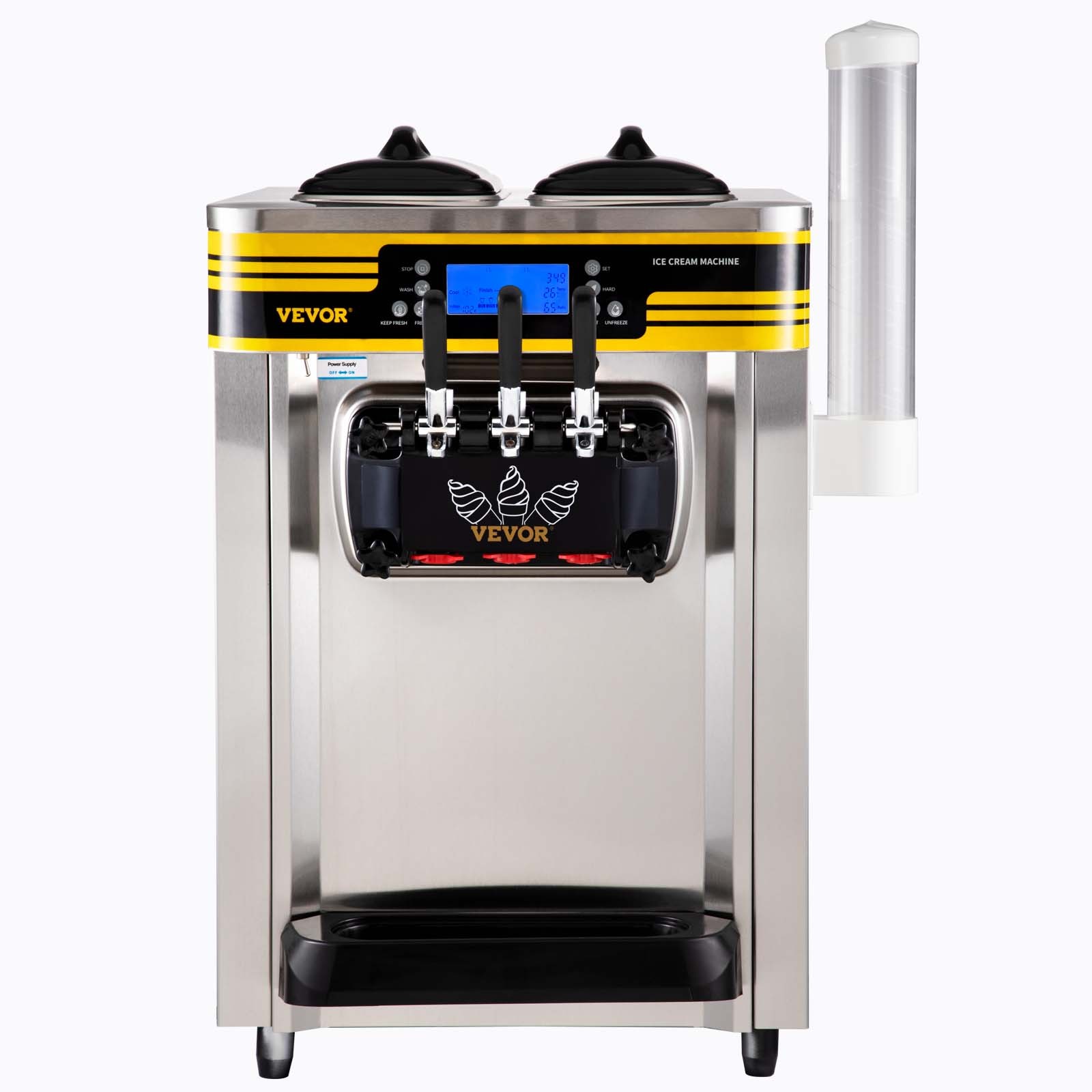 VEVOR Countertop Soft Serve Ice Cream Maker 22-30L/H 2350W Frozen Yogurt Machine