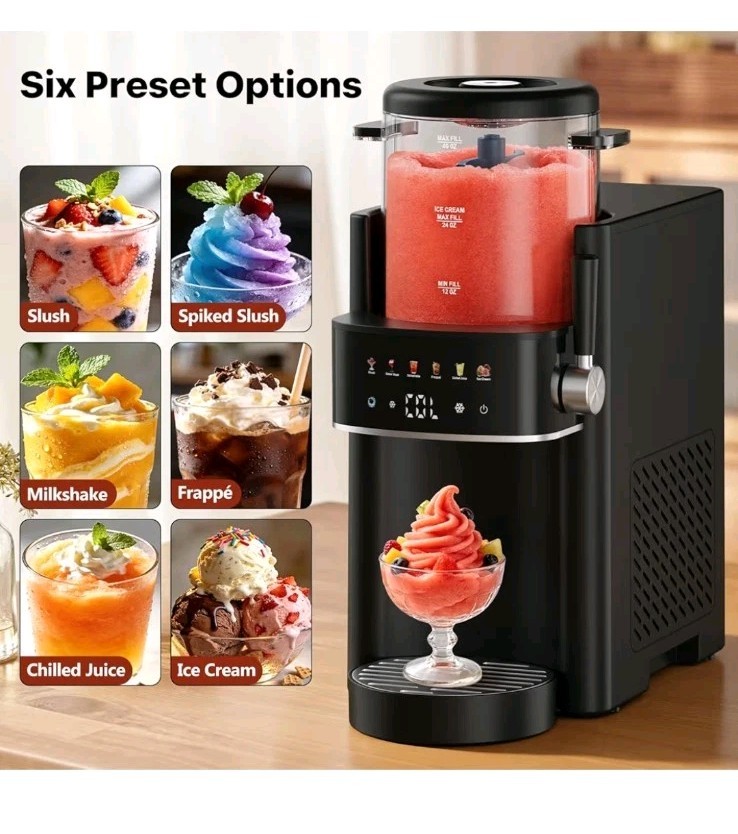 2-in-1 Countertop Slushie & Soft Serve Ice Cream Machine, Black, FREE SHIP