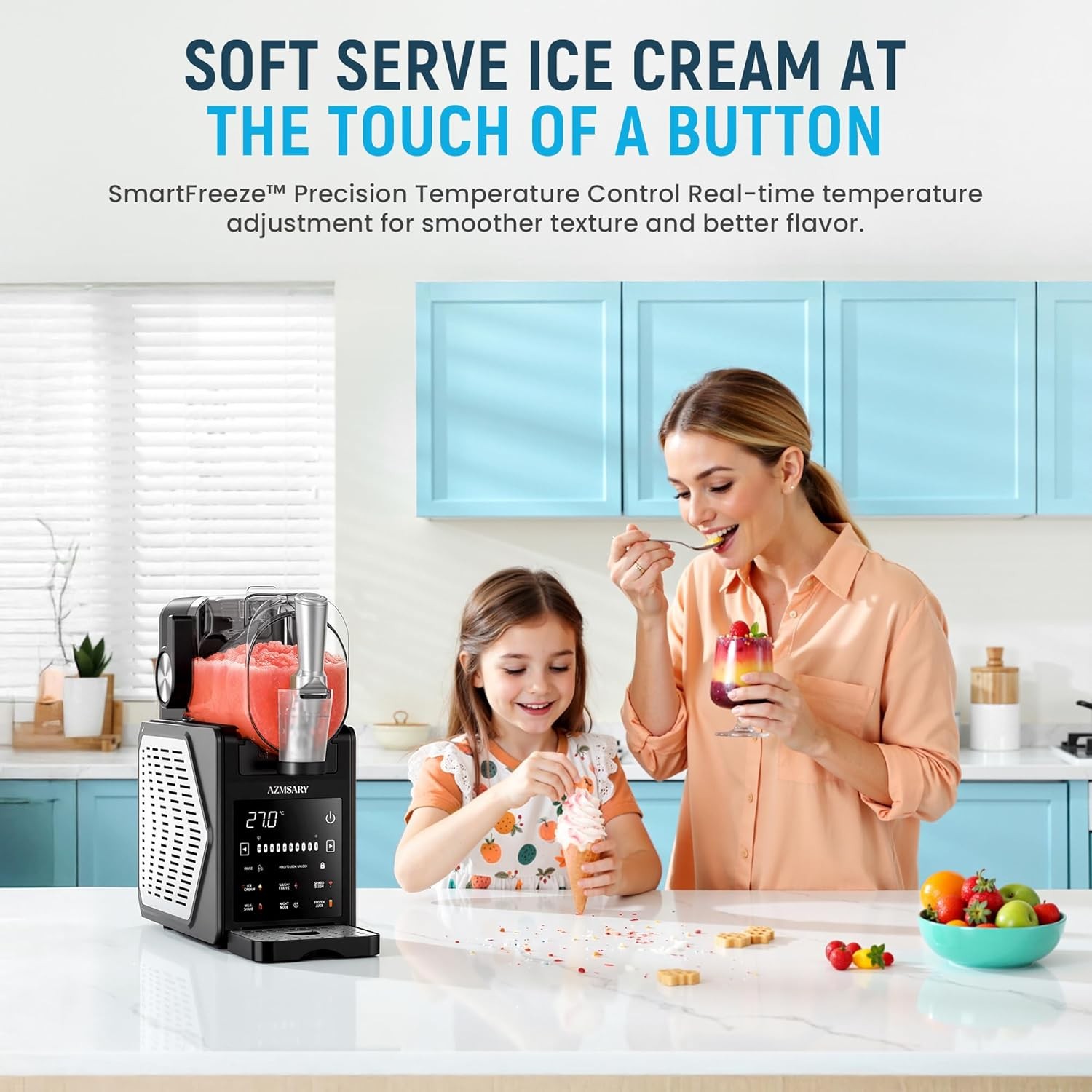 Slush Drink Maker 85oz Ice Cream Machine LED Programs