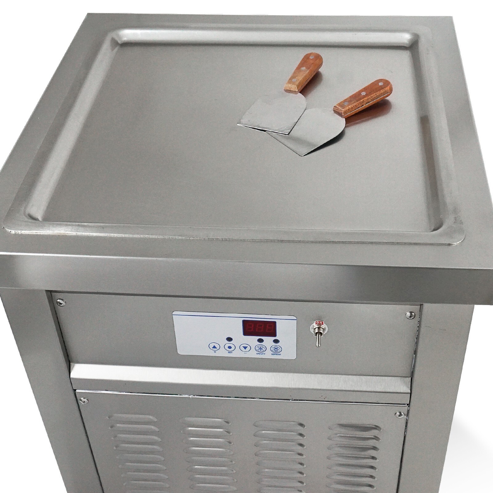 Kolice Commercial ETL rolled ice cream machine 22″x22″ square pan auto defrost