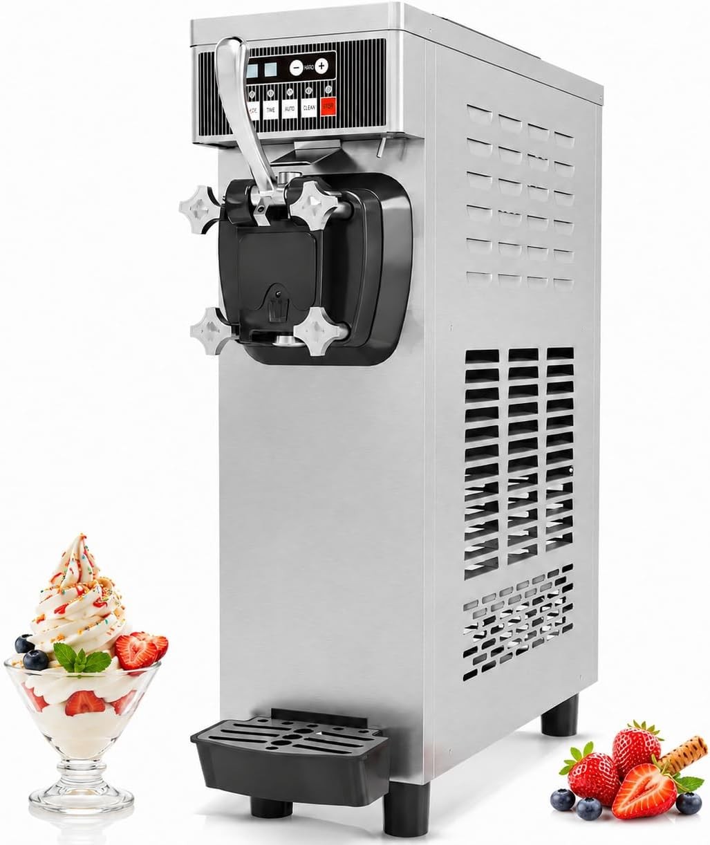 5.3 Gal/H Commercial Soft Serve Ice Cream Maker Stainless Steel Countertop 1350W