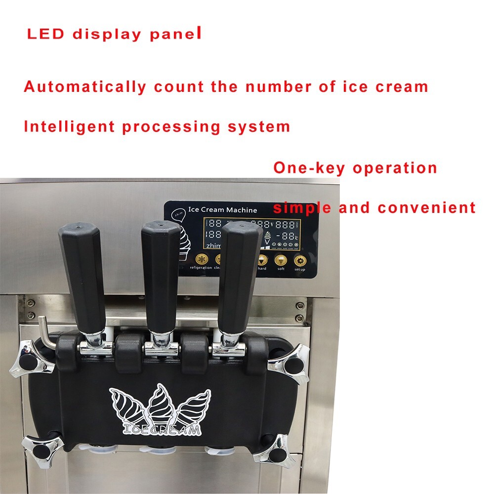 3 Flavors Countertop Soft Ice Cream Maker Soft Ice Cream Mahcine 16-18L/H 110V
