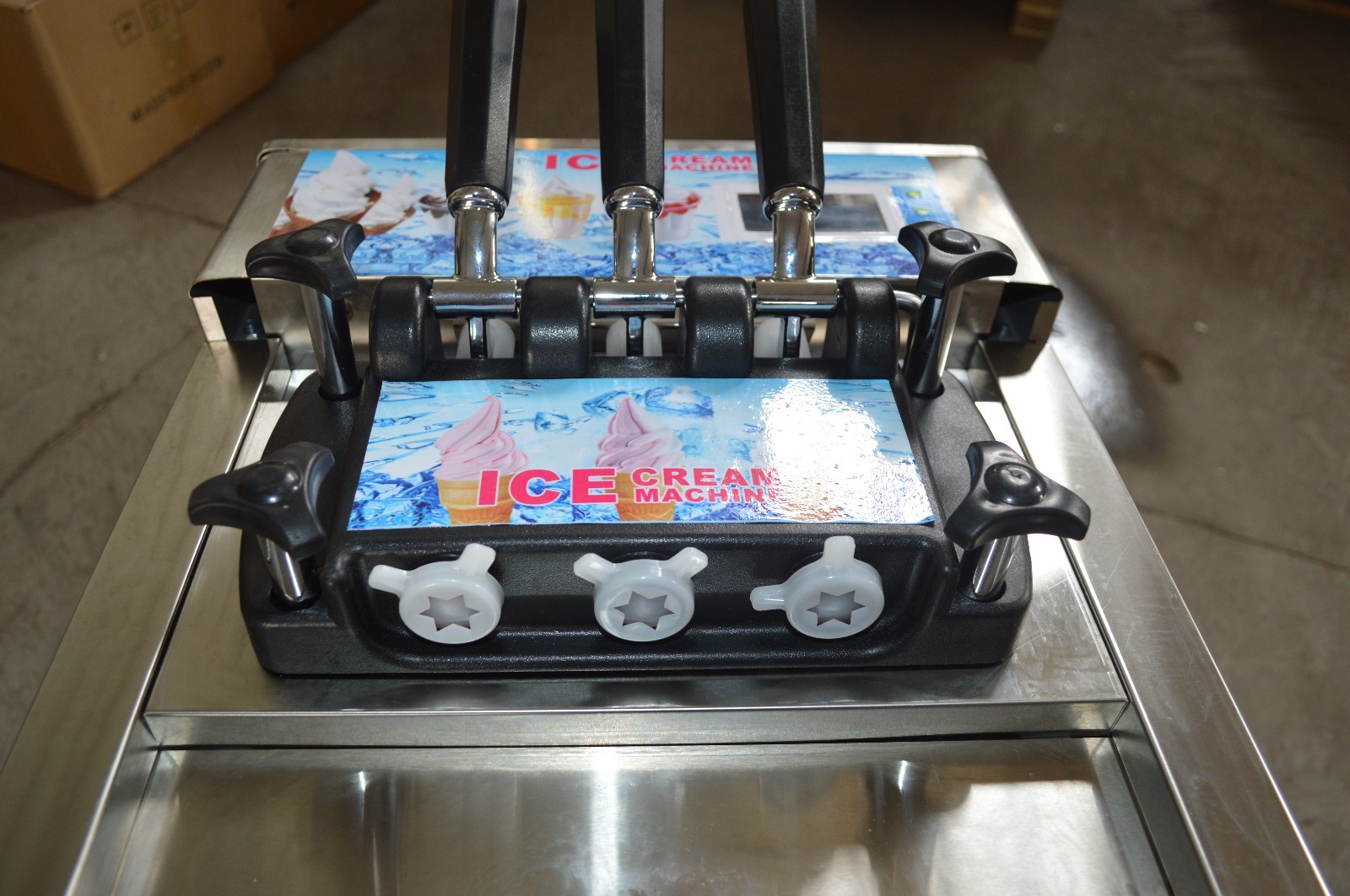 Commercial 110V Soft Serve Ice Cream Machine Countertop 3Flavor Ice Cream Maker