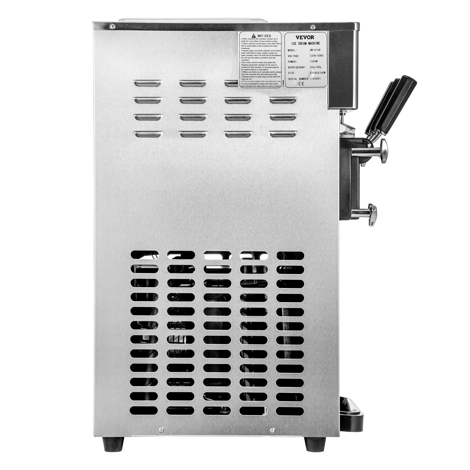 SIHAO Countertop 1200W 2+1Flavor Soft Serve5Gal/H LCD Ice Cream Machine Maker