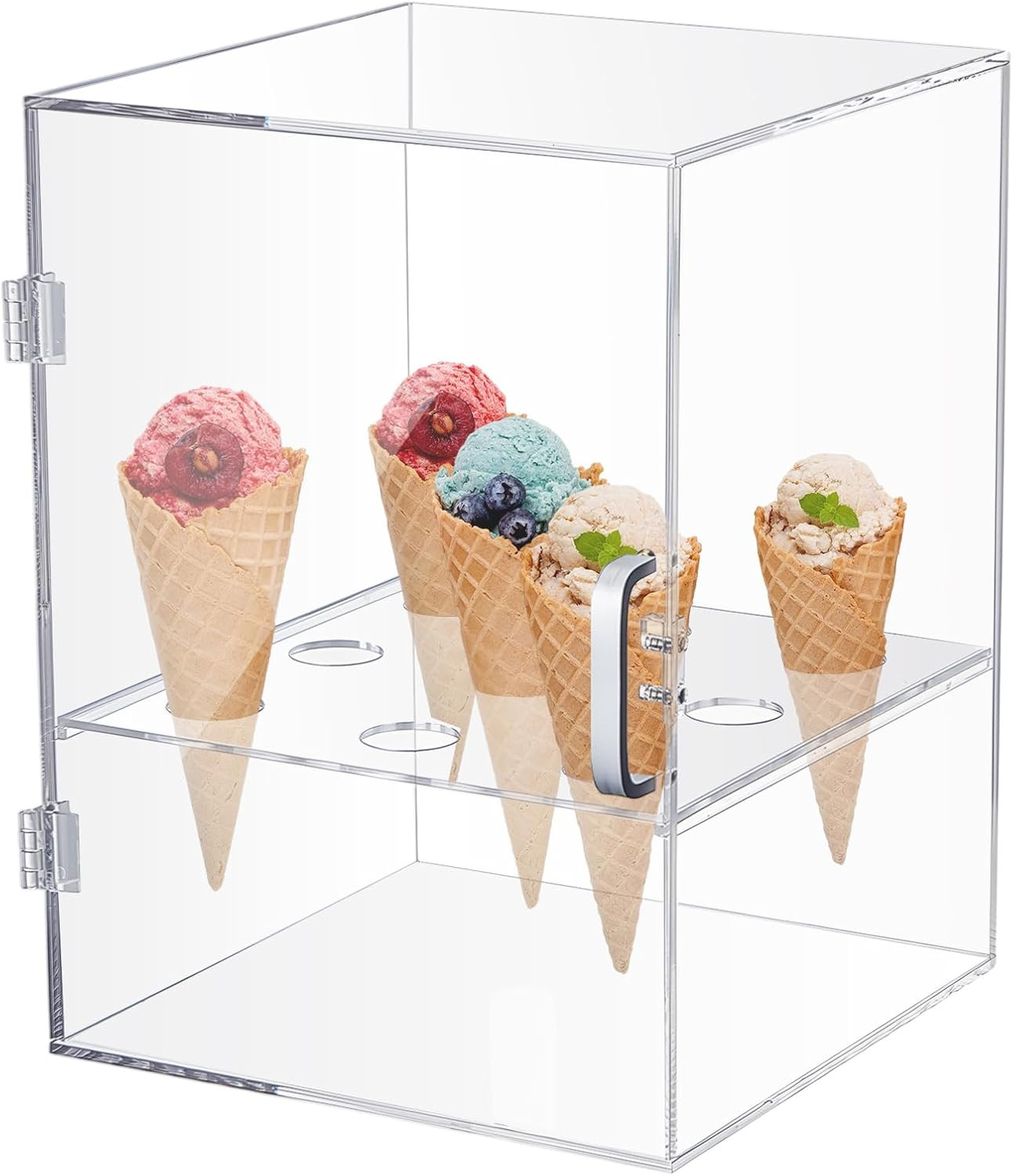 Acrylic Ice Cream Cone Holder 9 Holes Clear Waffle Cone Cabinet Transparent Ice