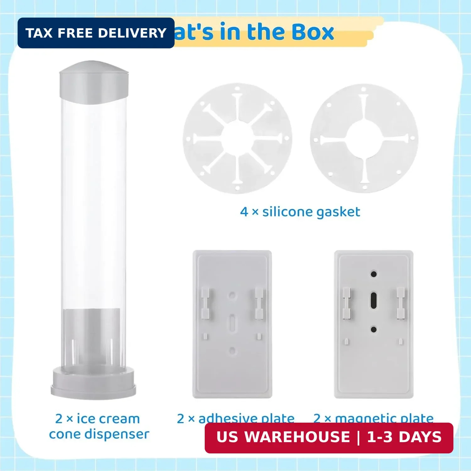 2PCS 16” Resturant Ice Cream Cone Dispenser (Commercial), Fit for Most Cone & W
