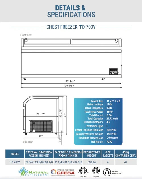 Chef AAA – 79″ Frozen Food or Ice Cream Chest Freezer (NEW)