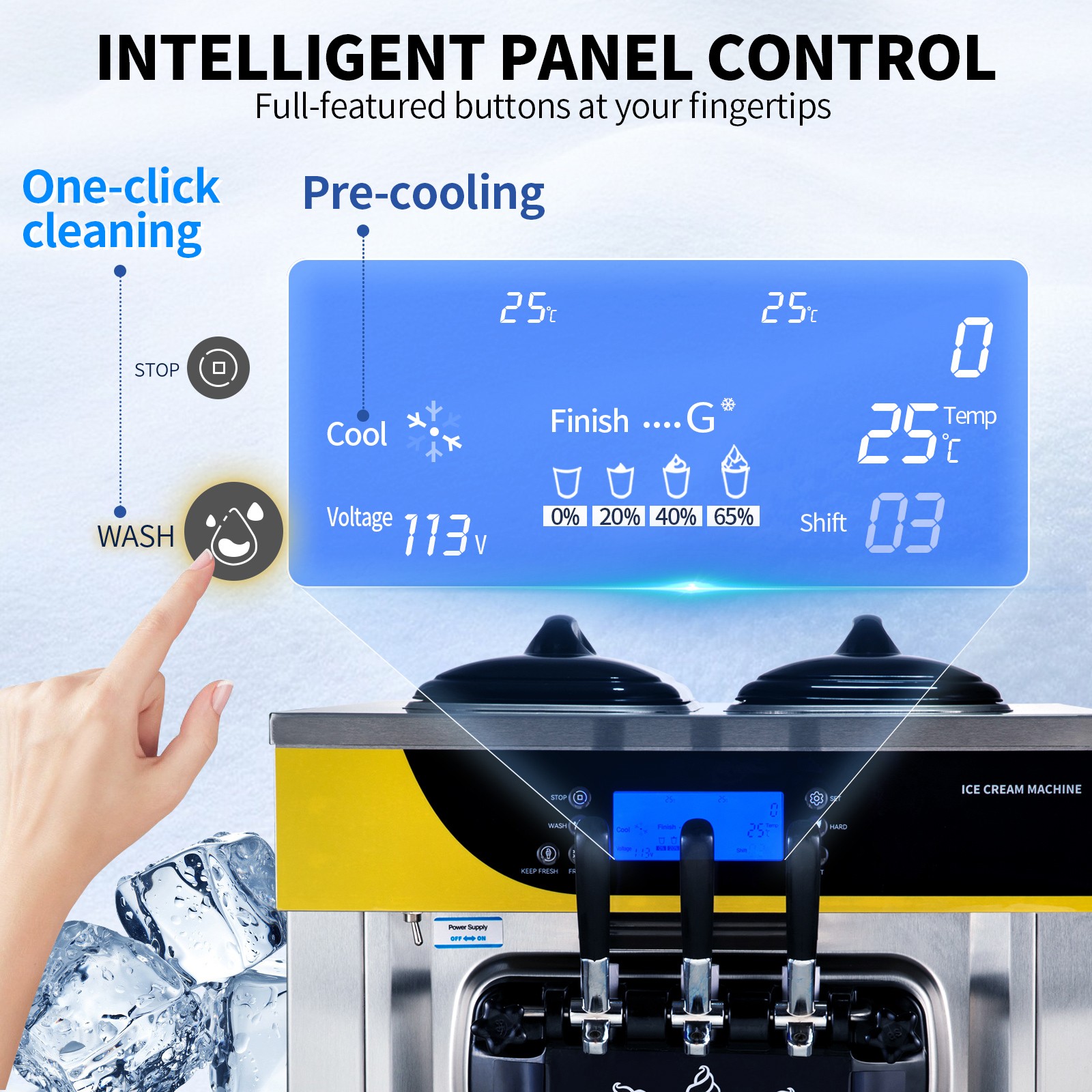 VEVOR Commercial Ice Cream Machine 22-30L/H 2200W Countertop Soft Serve Maker