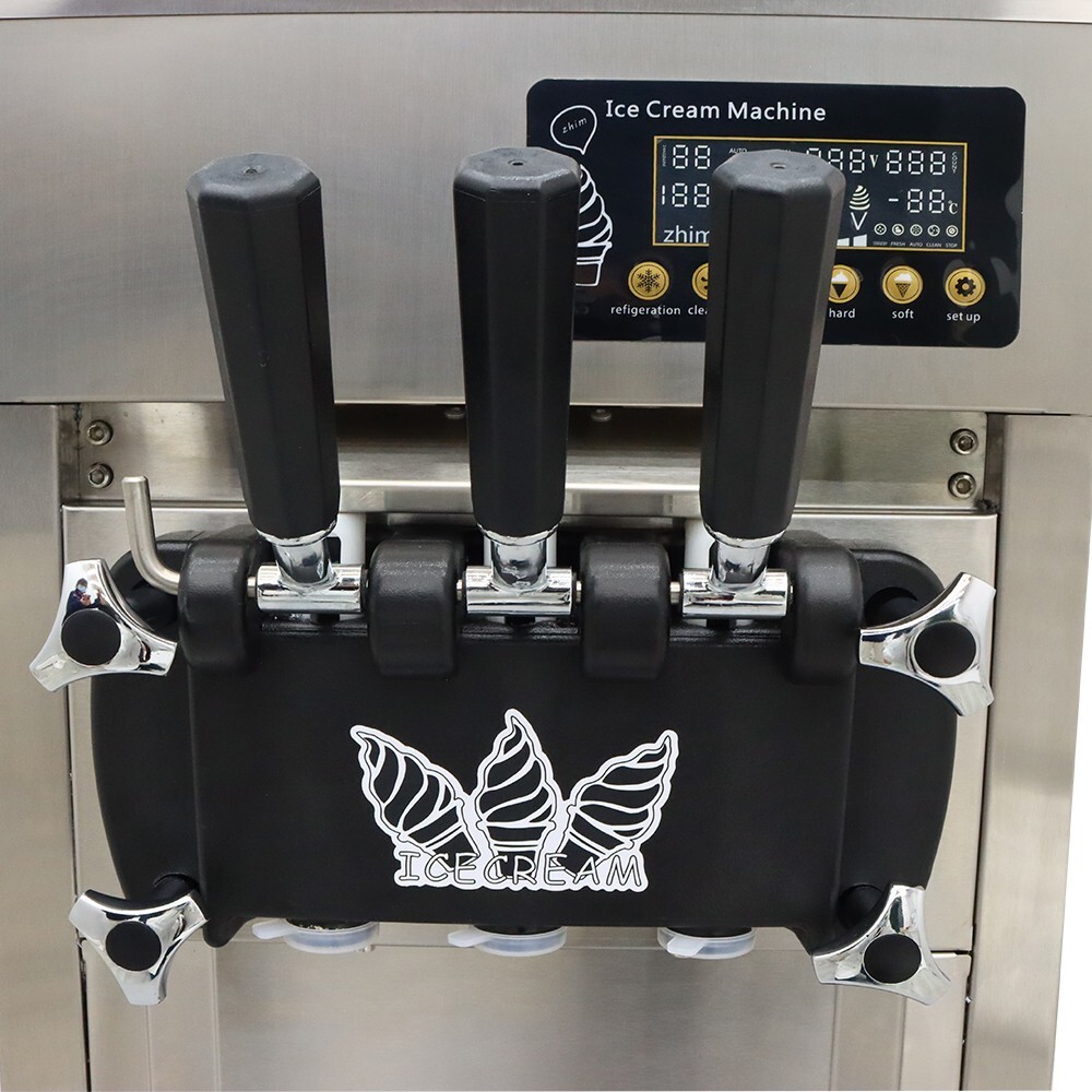 3 Flavors Soft Ice Cream Machine Ice Cream Maker 110V 1200W LED Panel 16-18L/H