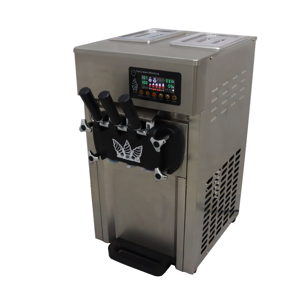 110V Countertop Soft Serve Ice Cream Machine 3 Flavor Commercial Ice Cream Maker