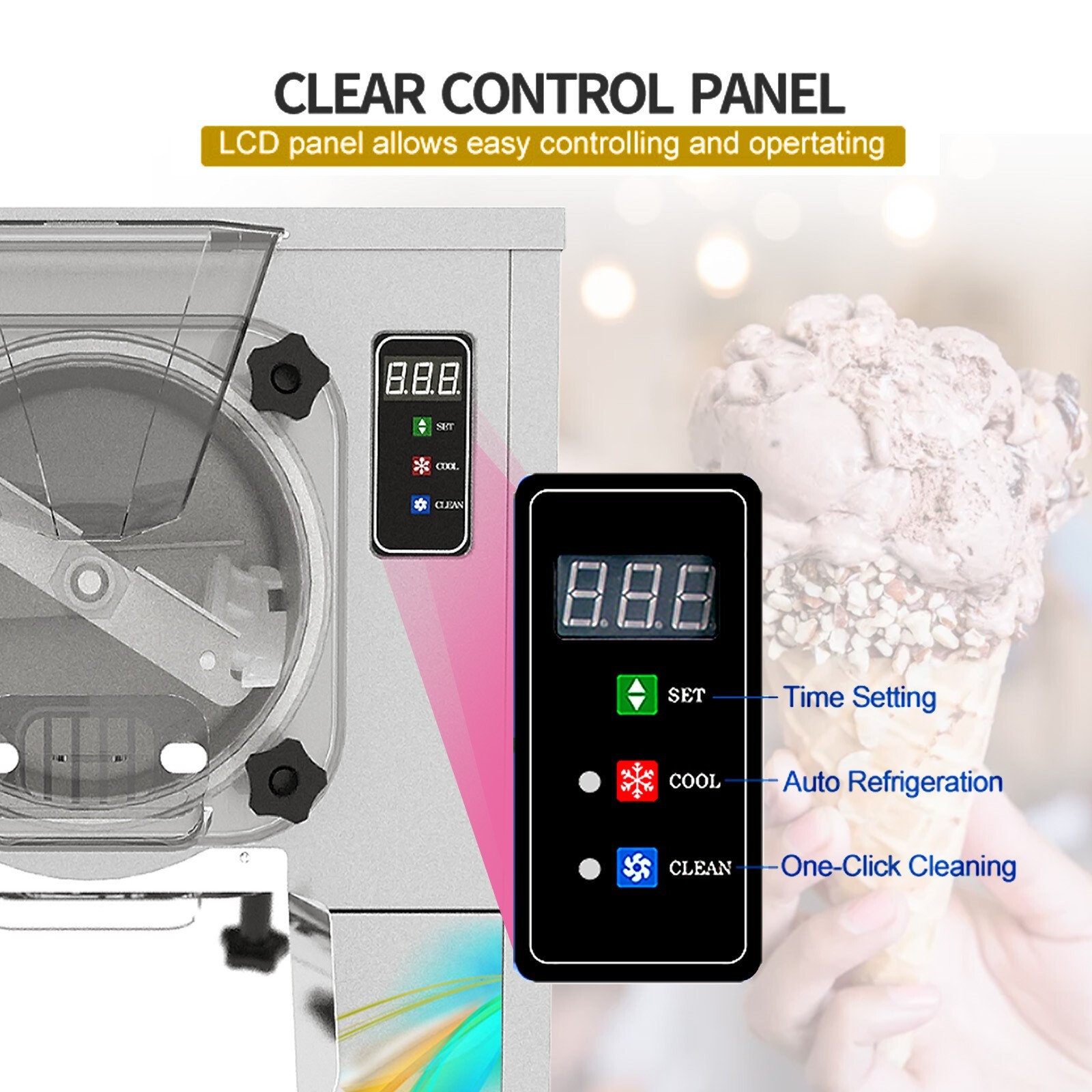 Kolice Commercial Gelato Hard Ice Cream Machine,Desktop Ice Cream Maker Machine
