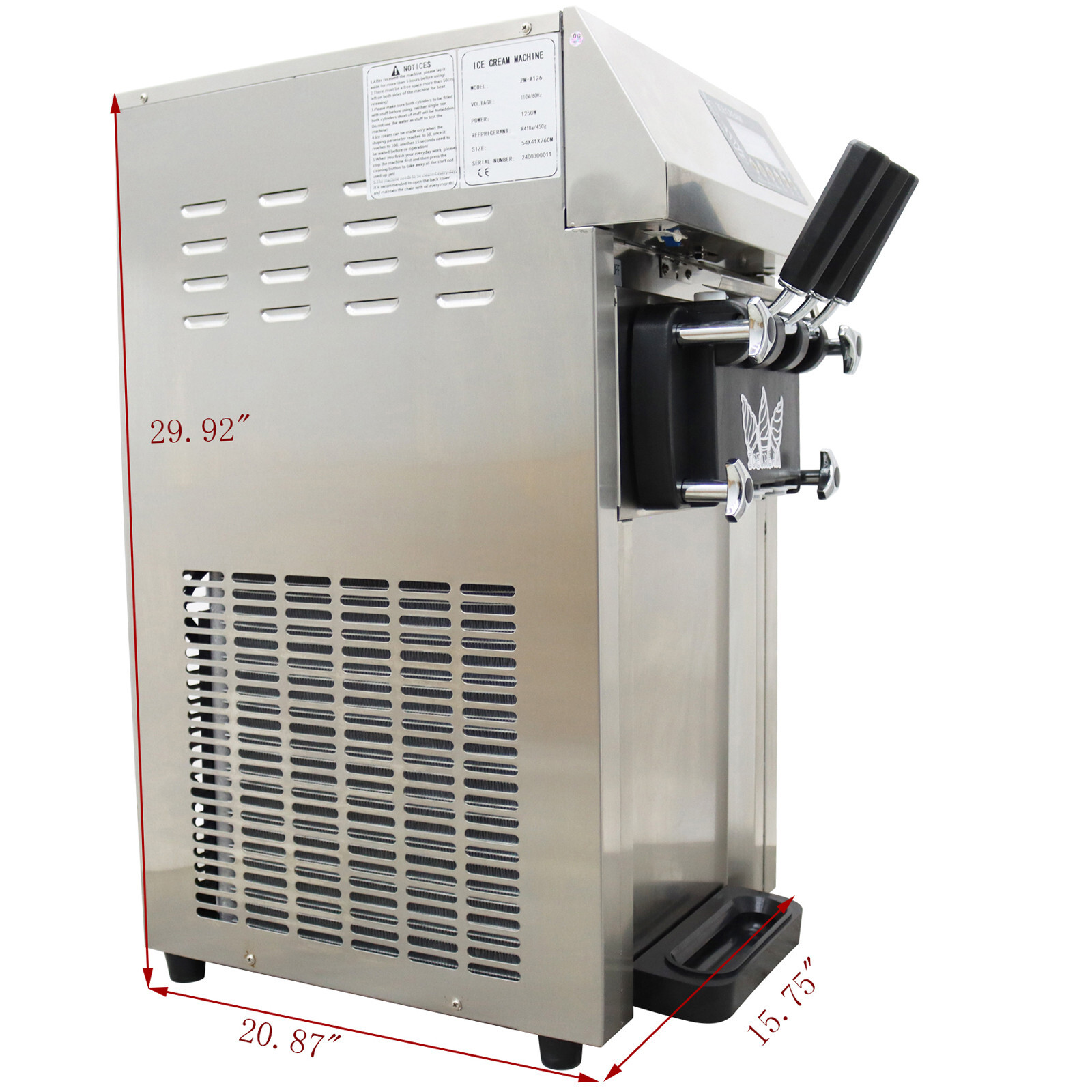 110V Three Flavors Auto Countertop Commercial Soft Serve Ice Cream Machine 1250W