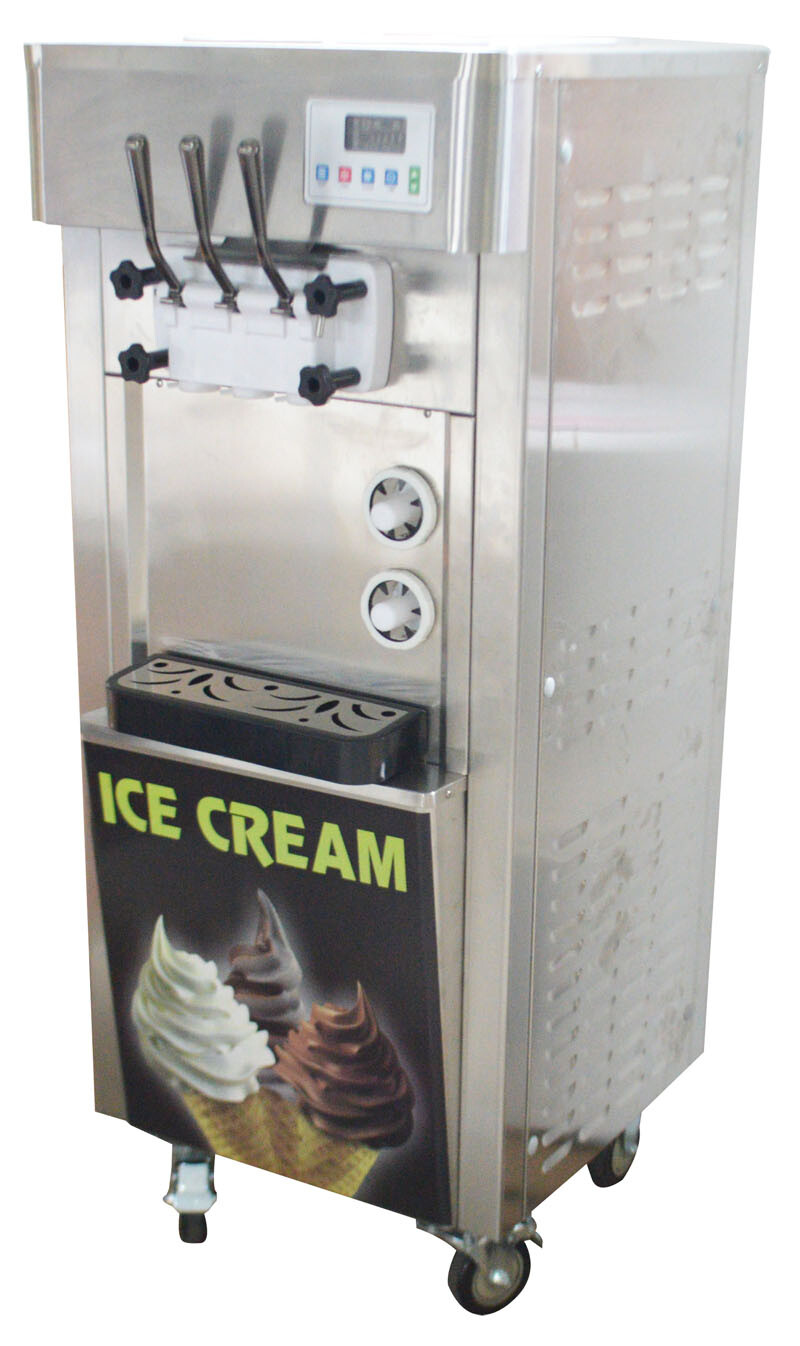 TECHTONGDA Soft Ice Cream Machine for Commercial Cold Drink Shop 3 Heads 110V