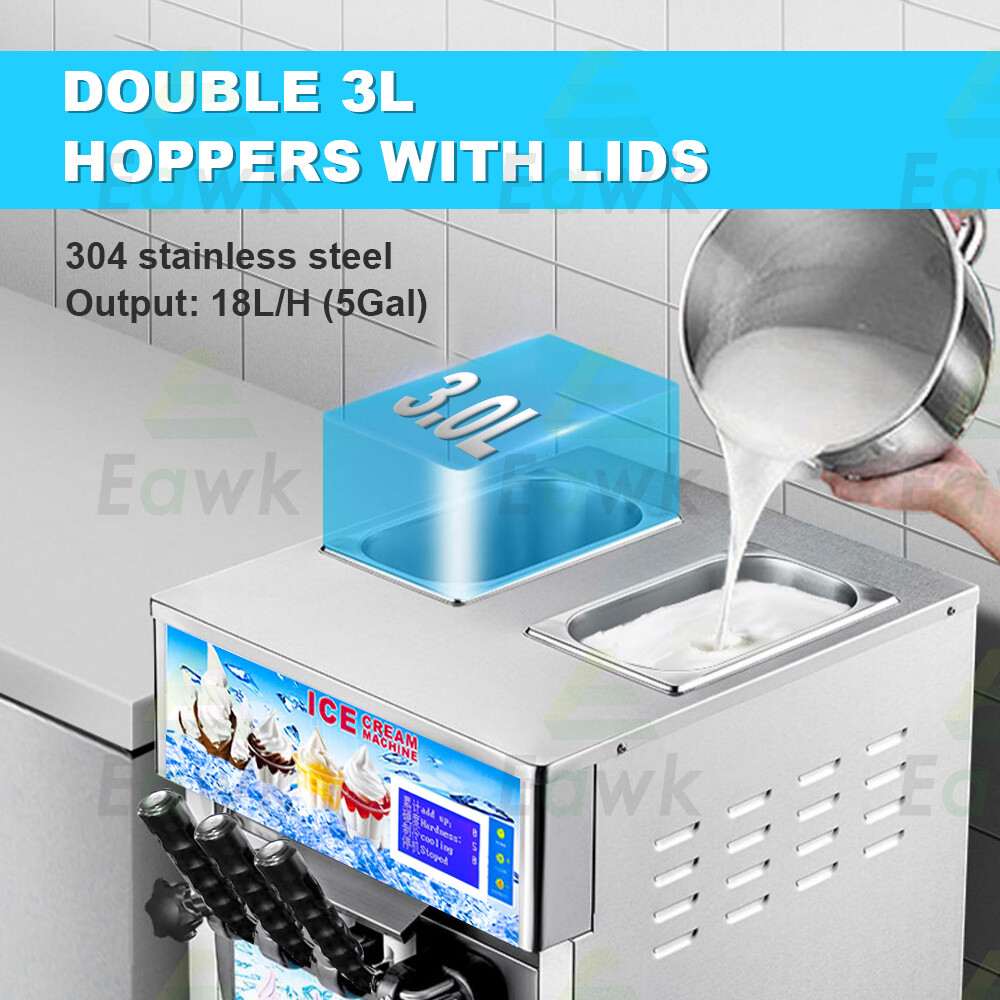 3 Flavor Commercial Automatic Frozen Yogurt Cooling Ice Cream Cone Maker Machine