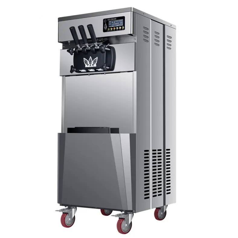3Flavors Soft Serve Ice Cream Machine Commercial Ice Cream Maker Dual Compressor