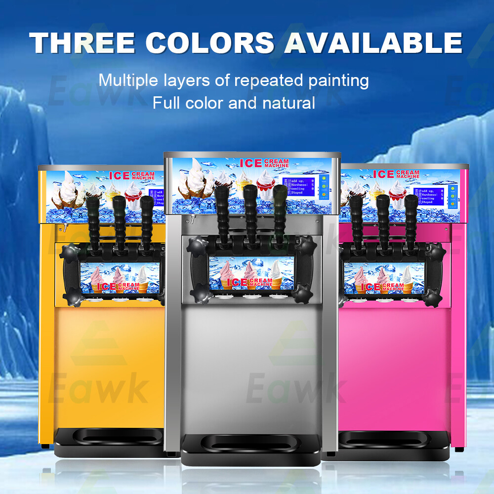 3 Flavor Commercial Automatic Frozen Yogurt Cooling Ice Cream Cone Maker Machine
