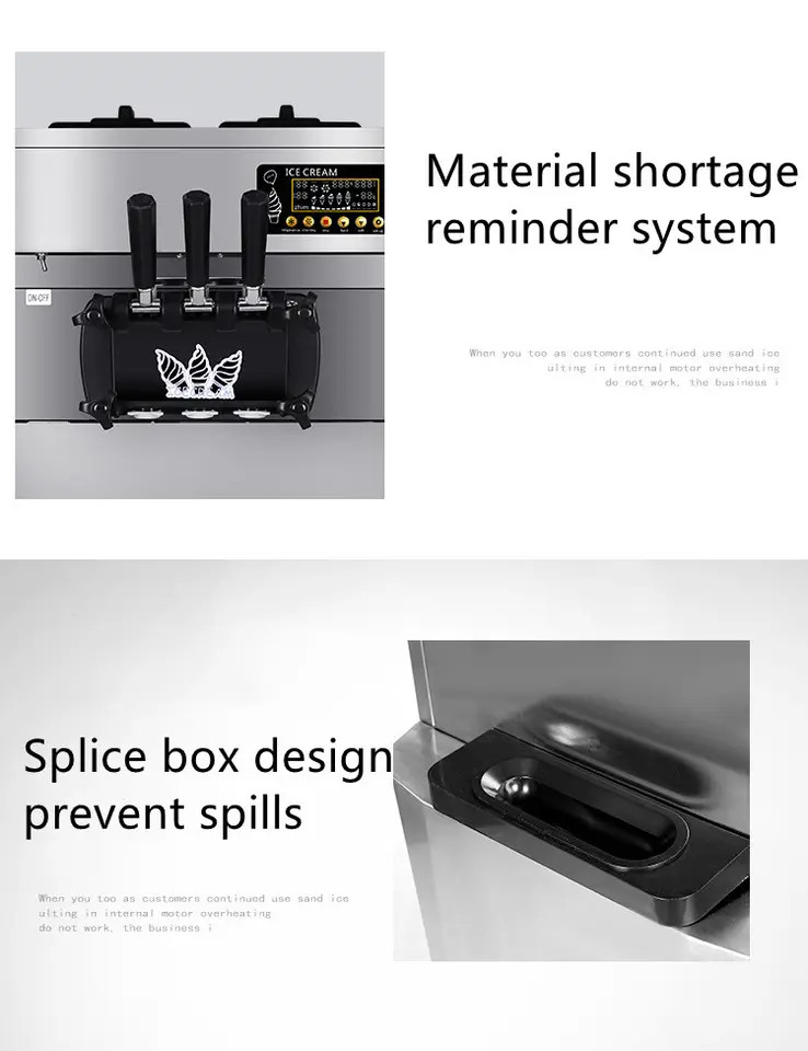 3Flavors Soft Serve Ice Cream Machine Commercial Ice Cream Maker Dual Compressor