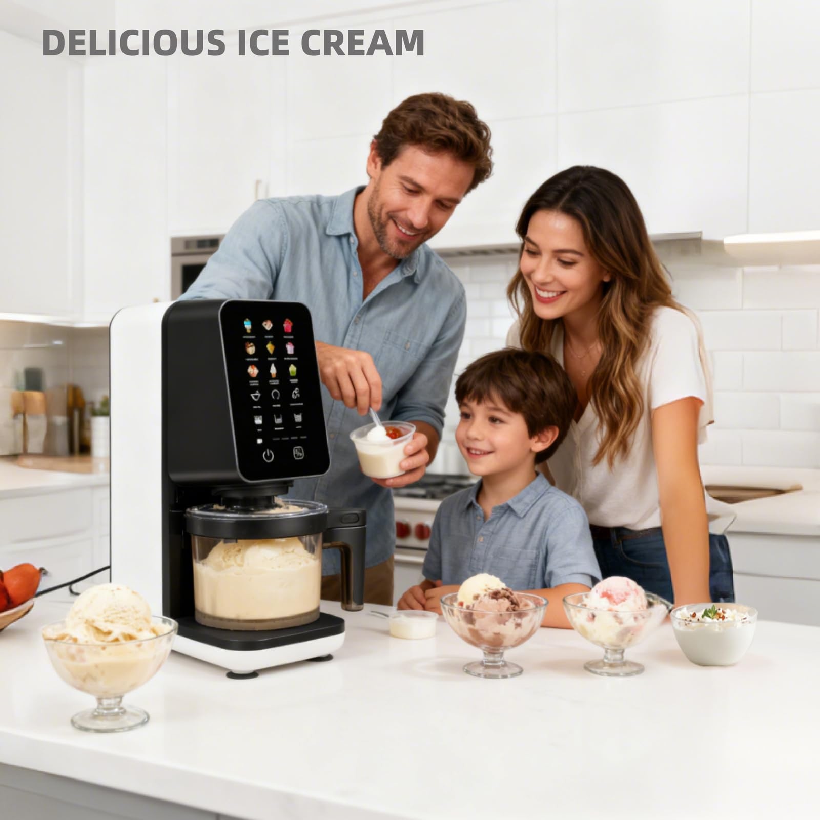 12 In 1 Ice Cream Machine, Electric Soft Serve cream UNIVERSAL, Black