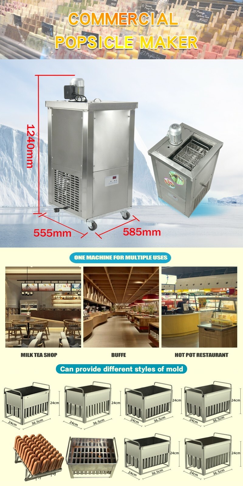 Kolice Commercial Single Mold Set ice pops Machine,ice Lollipop Making Machine
