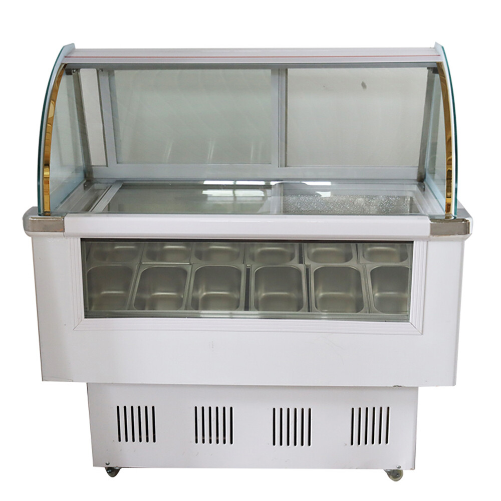 Ice Cream Refrigerator Display Showcase Gelato Freezer with LED Light 220V 12Pan