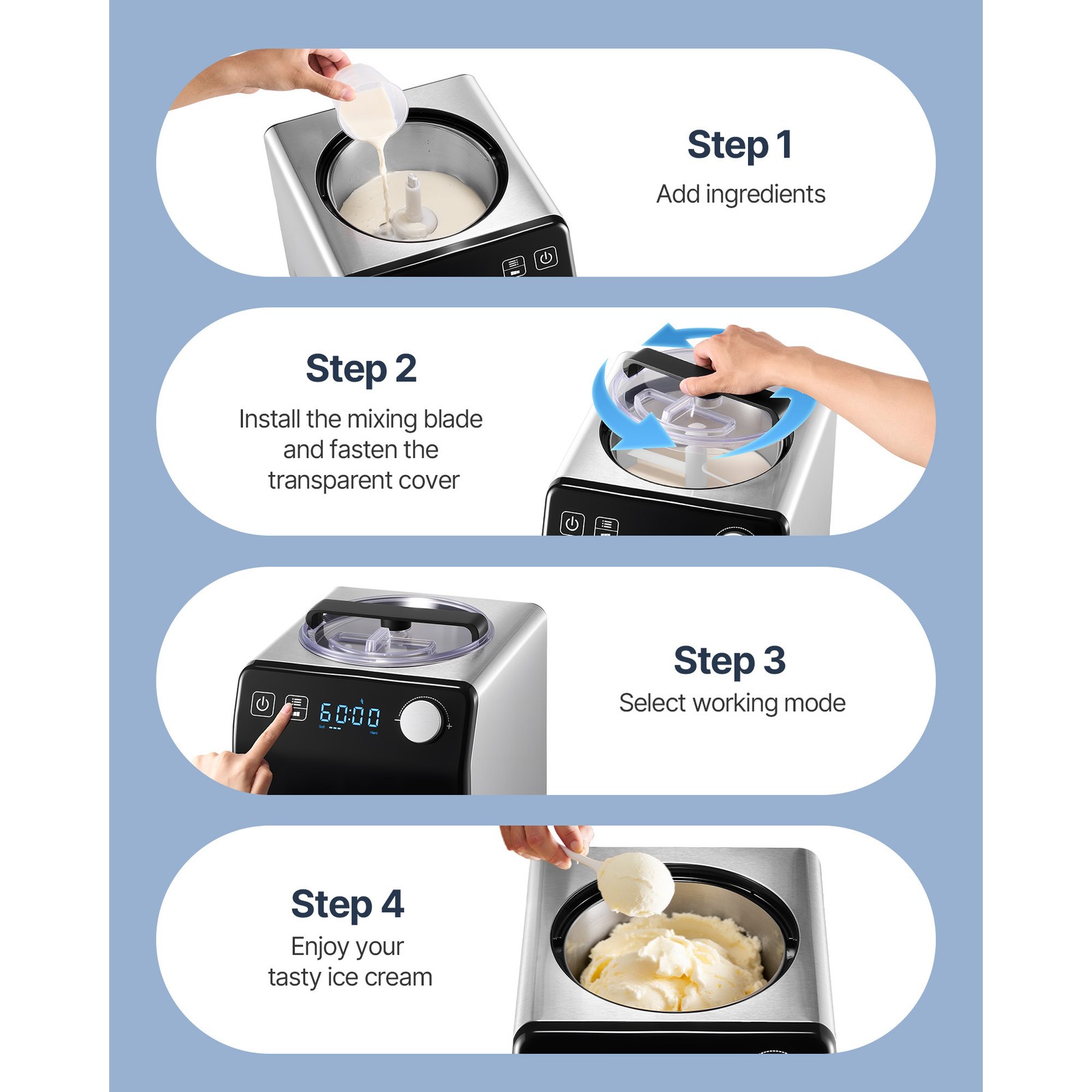 Uimoso 2 Quart Electric Ice Cream Maker Machine for Gelato and Yogurt DIY Black