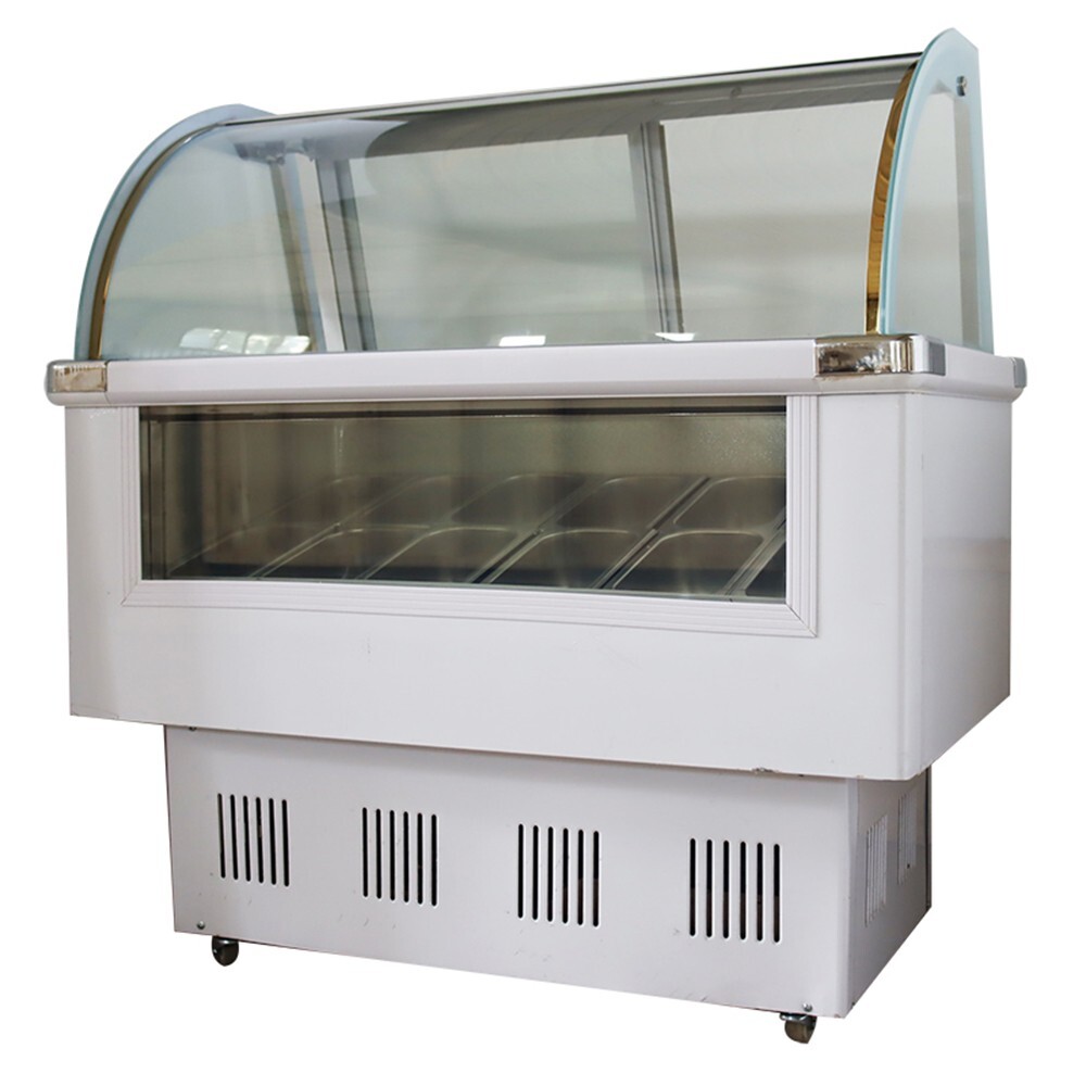 12 Pan Ice Cream Refrigerator Gelato Showcase Freezer Refrigeration Machine 220V