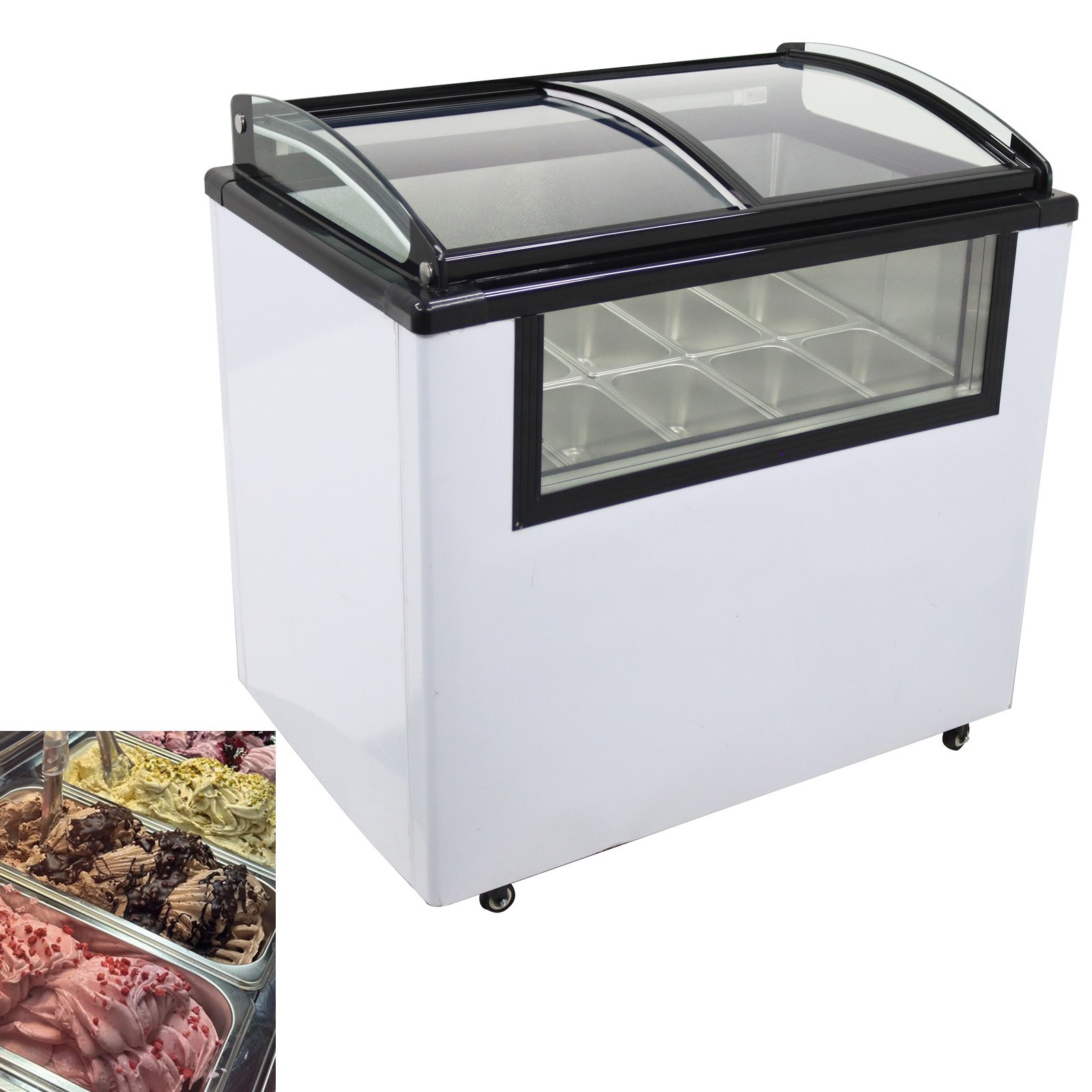 110V 2.5L*10-PAN Hard Ice Cream Showcase Electric Gelato Display Cabinet 330W