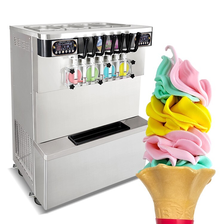 Kolice ETL Commercial 4+3 Mixed Flavor Yogurt Soft Serve Ice Cream Maker Machine