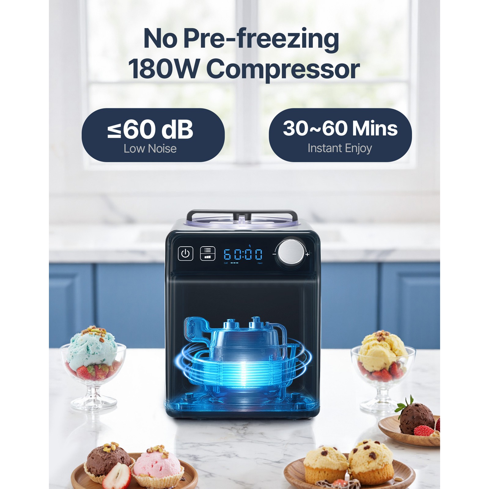 Uimoso 2 Quart Electric Ice Cream Maker Machine for Gelato and Yogurt DIY Black