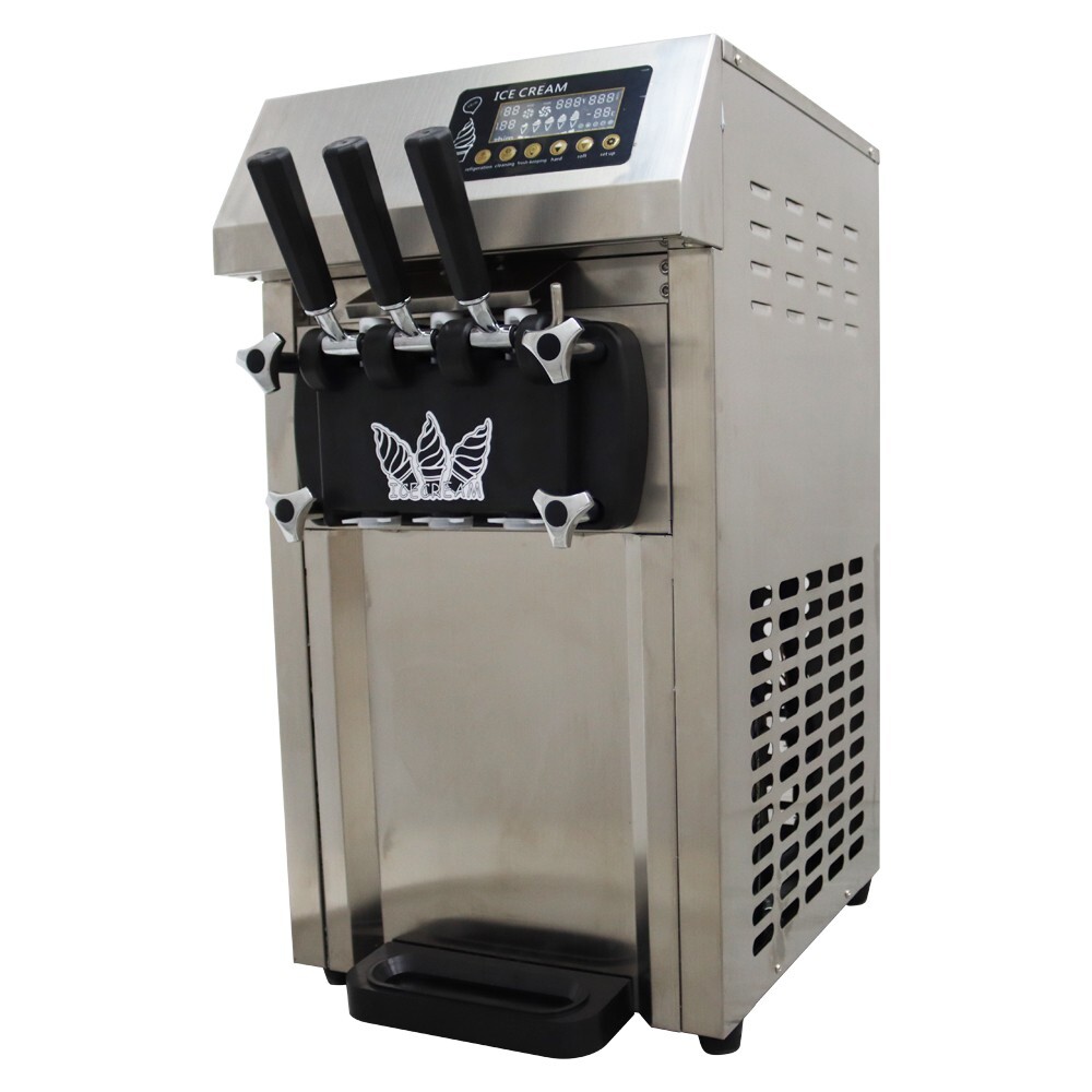 110V 3 Flavors Soft Ice Cream Machine Pre-cooling Ice Cream Maker 3.6L 2-Tank