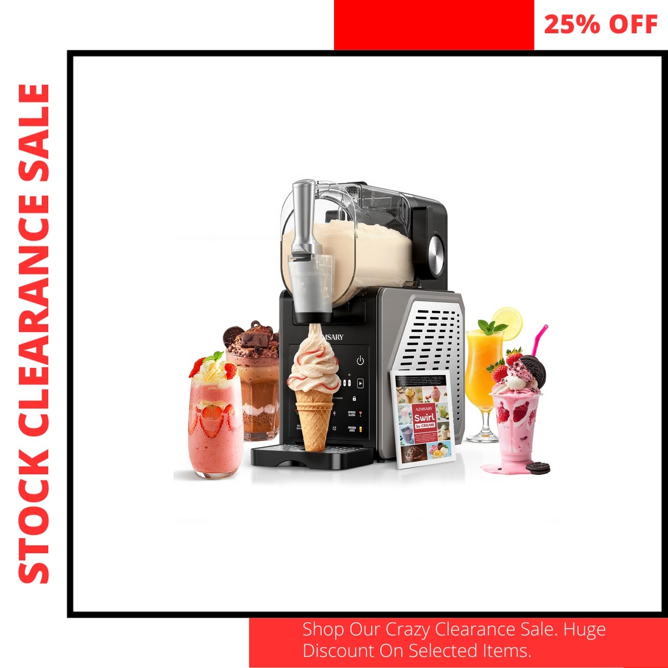 Slush Drink Maker 85oz Ice Cream Machine LED Programs