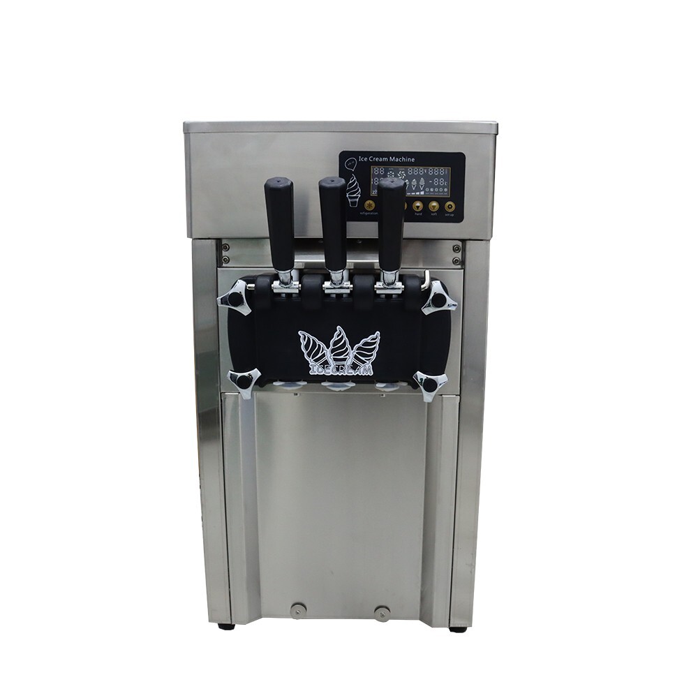 Countertop Soft Ice Cream Machine 3 Flavors 110V LED Display Double Cylinders