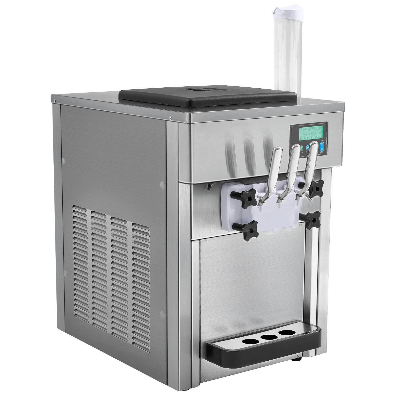 VEVOR Commercial Soft Serve Ice Cream Machine 20-28L/H Yield 3 Flavor Countertop