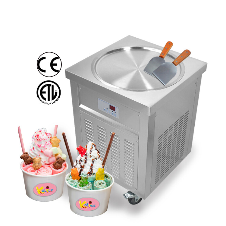 Kolice 22” Single Pan Fried Ice Cream Machine Rolled Ice Cream Machine-ETL CE