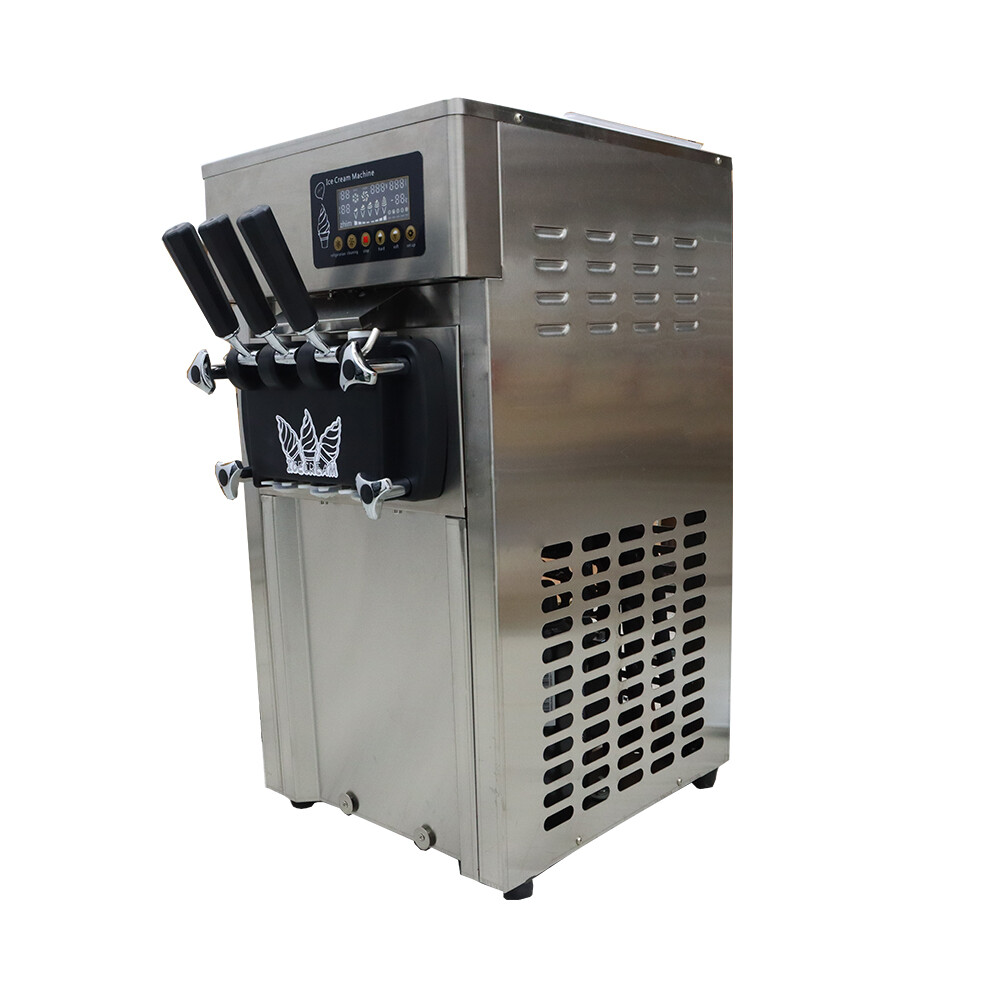 110V Countertop Soft Serve Ice Cream Machine 3 Flavor Commercial Ice Cream Maker
