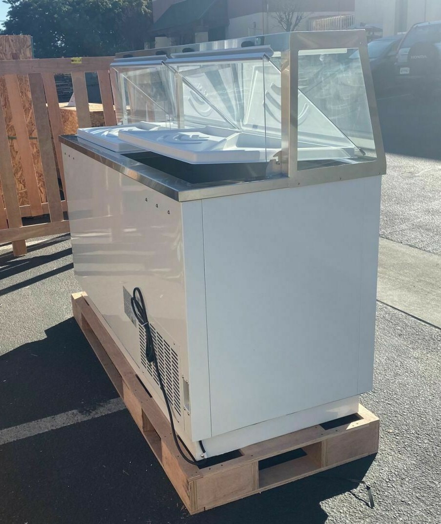 NEW 68″ Ice Cream Gelato 12 Tub Freezer Top Glass Nice Modern Display NSF ETL
