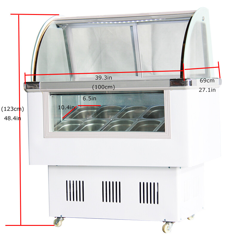 220V 10 Pan Ice Cream Cabinet Refrigerator Display Case Showcase Gelato Freezer