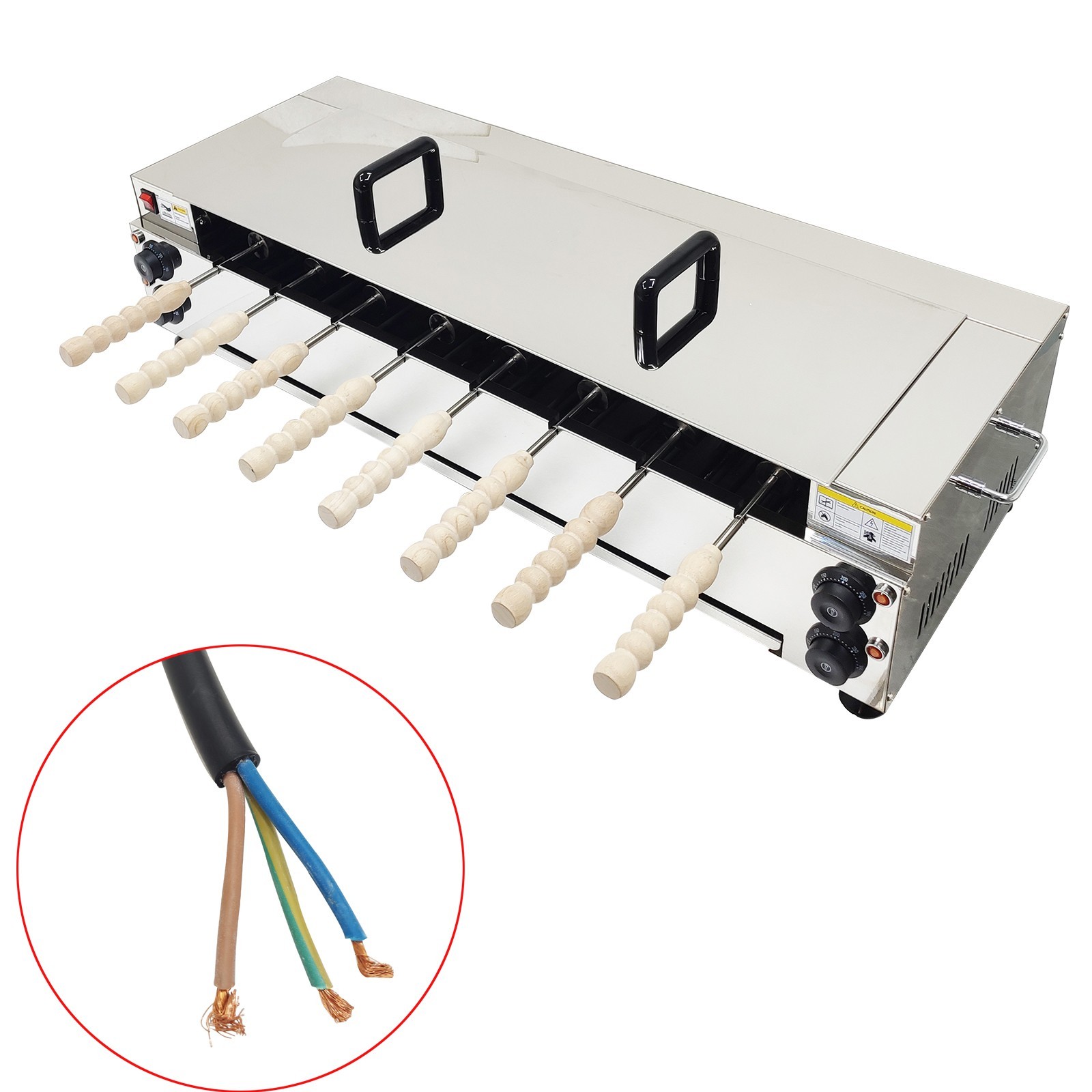 220V Chimney Cake Roll Oven Maker Electric Ice Cream Cone Machine 6KW