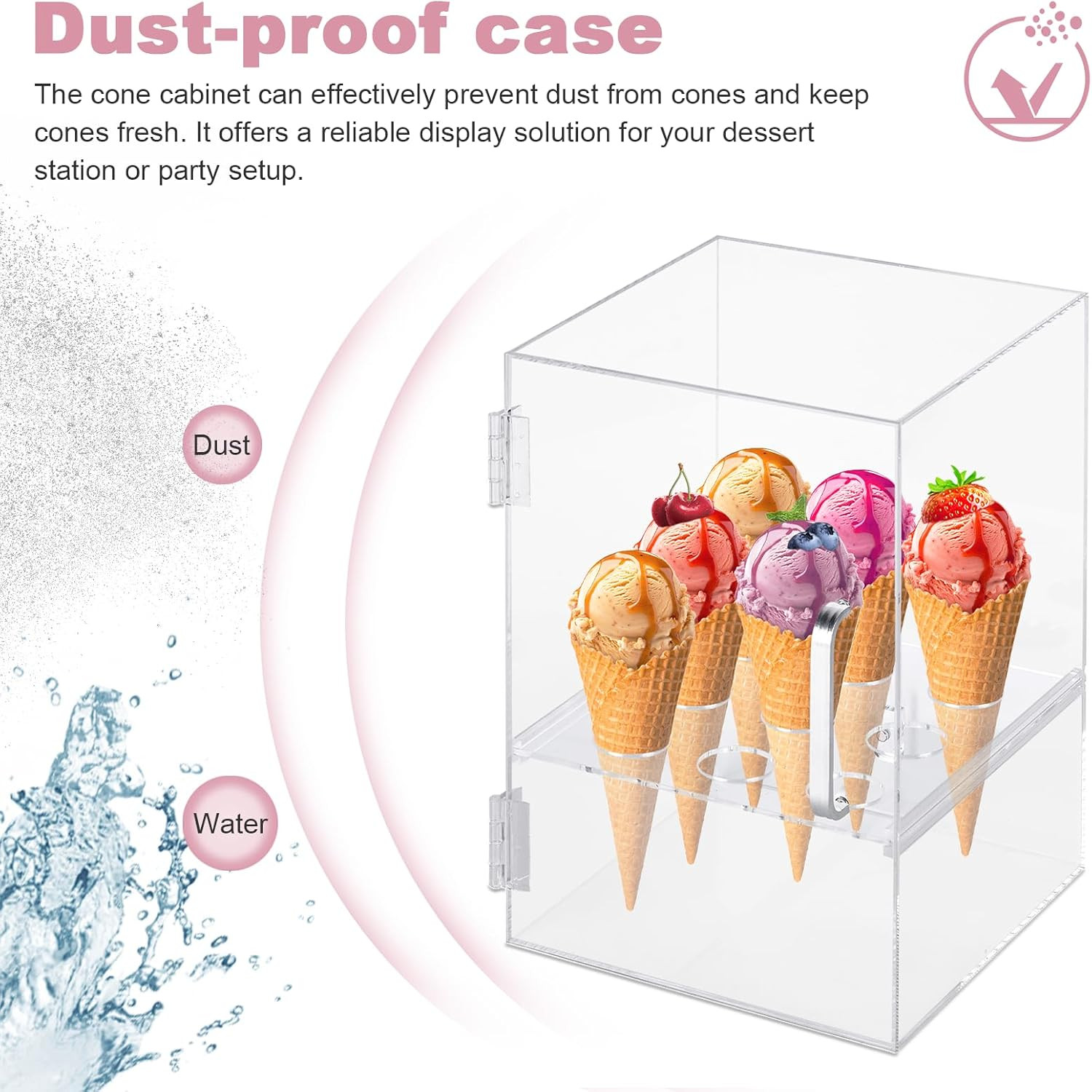 Acrylic Ice Cream Cone Holder 9 Holes Ice Cream Cones Cabinet with 10 Paper Cups