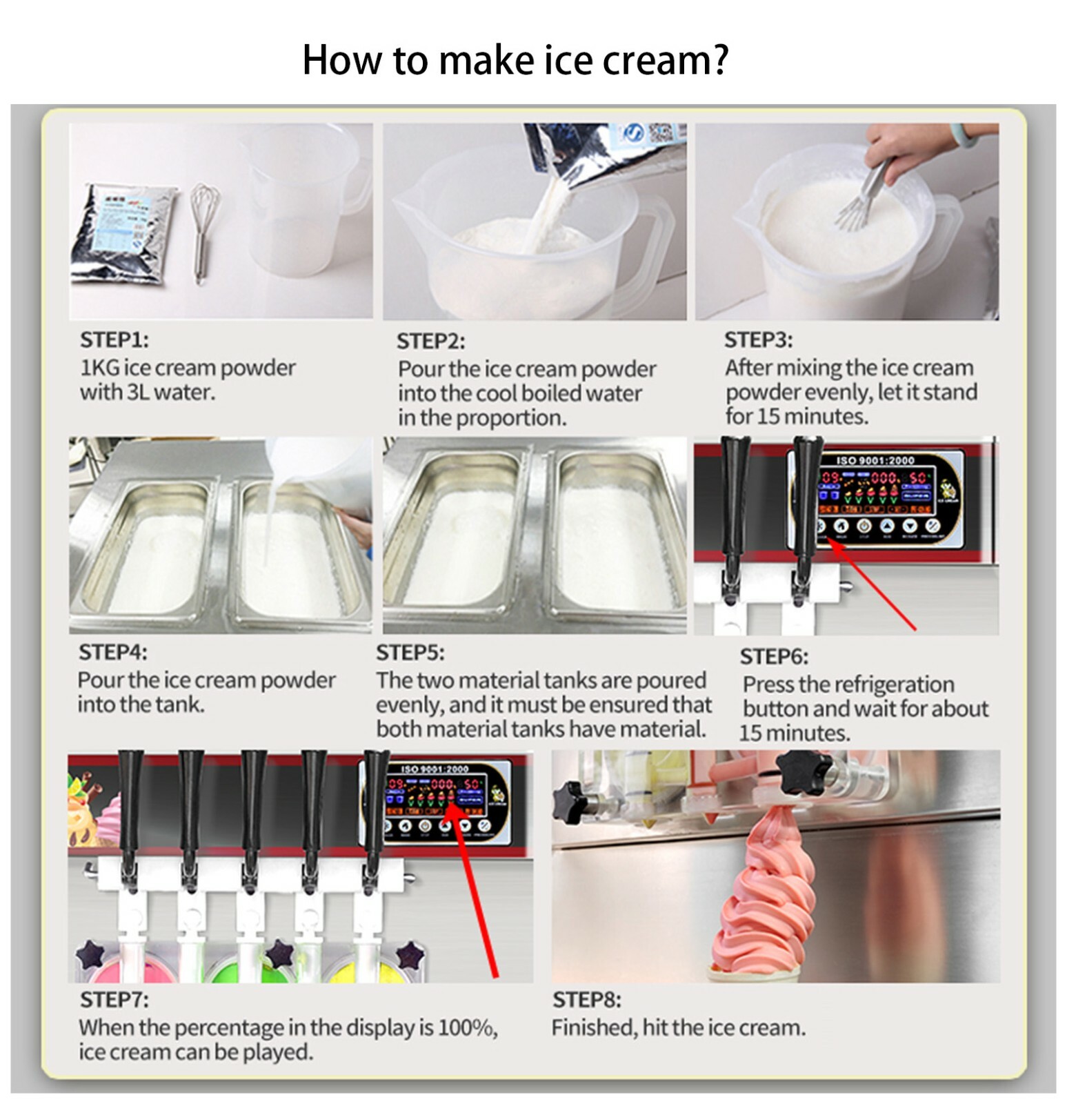 Kolice 3 Flavors Soft Serve Ice Cream Maker, Upper Tanks Refrigerated, 2+1 Mixed