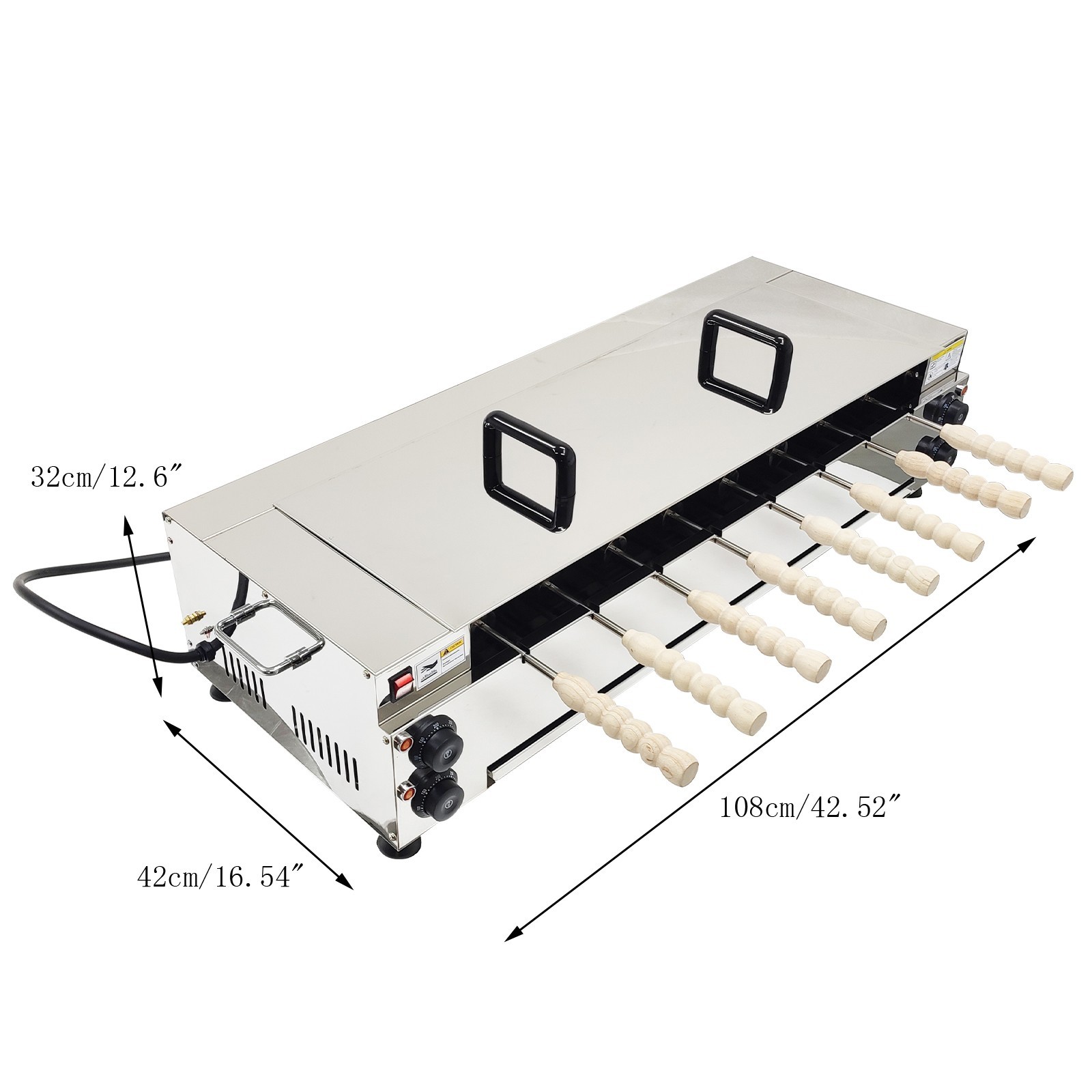220V Chimney Cake Roll Oven Maker Electric Ice Cream Cone Machine 6KW